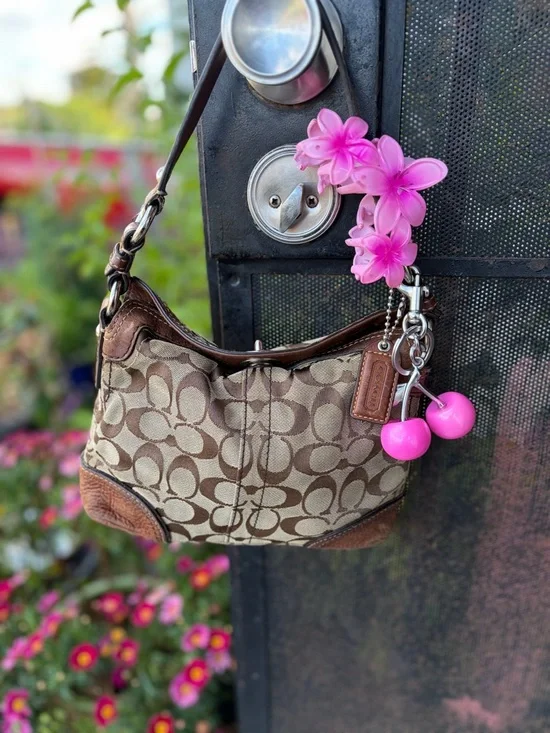 Y2k COACH 10980 CHELSEA SIGNATURE C JACQUARD HOBO HANDBAG SATCHEL Brown LEATHER - Picture 1 of 10